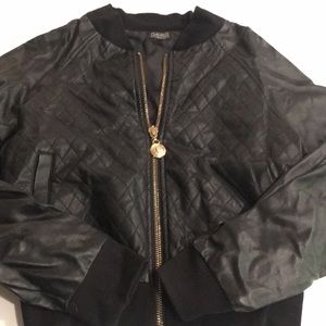 Faux leather bomber